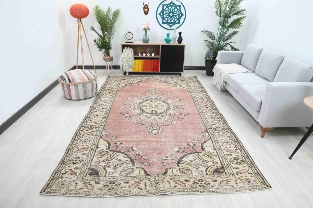 7x11 Red-Beige Anatolian Handmade Rug for Living Room - Görsel 2