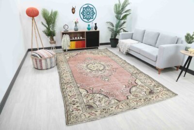 7x11 Red-Beige Anatolian Handmade Rug for Living Room - Görsel 7