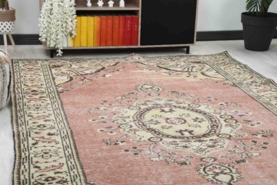 7x11 Red-Beige Anatolian Handmade Rug for Living Room - Görsel 3