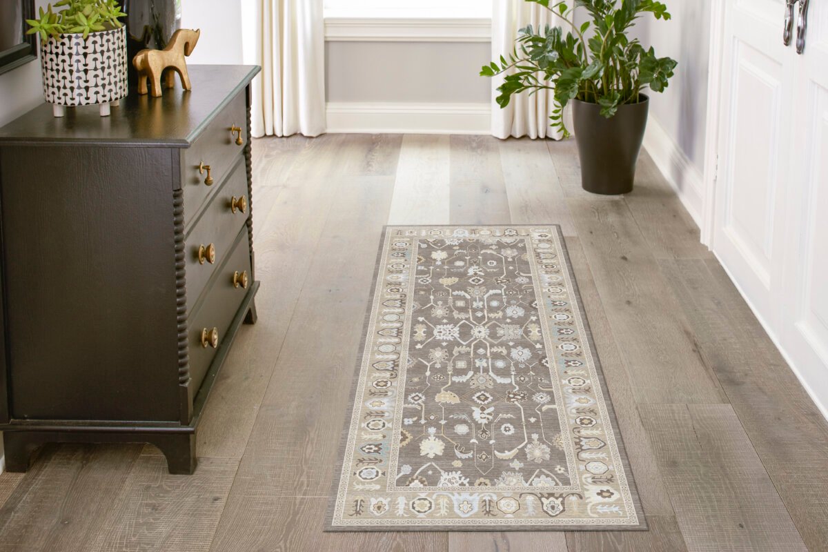 Brown Cream Oushak Rug, Muted Modern Area Rugs - Görsel 2