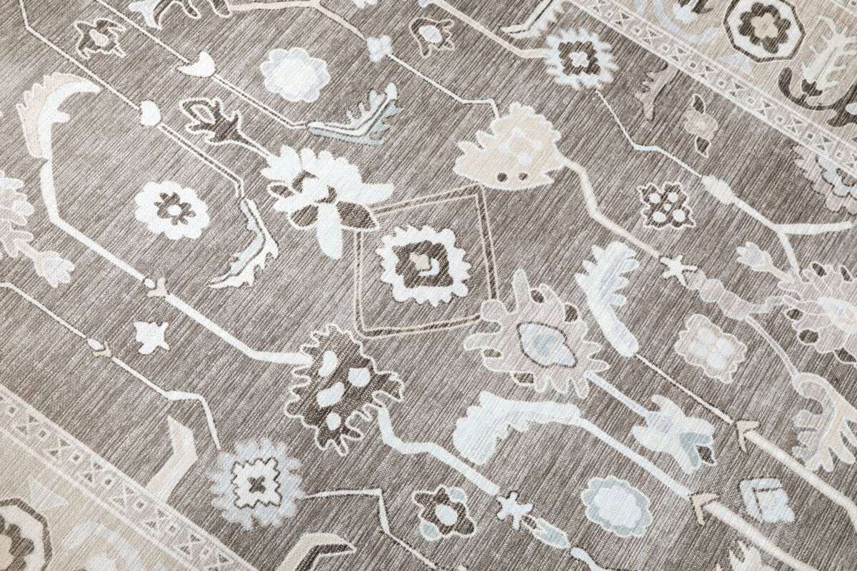 Brown Cream Oushak Rug, Muted Modern Area Rugs - Görsel 7