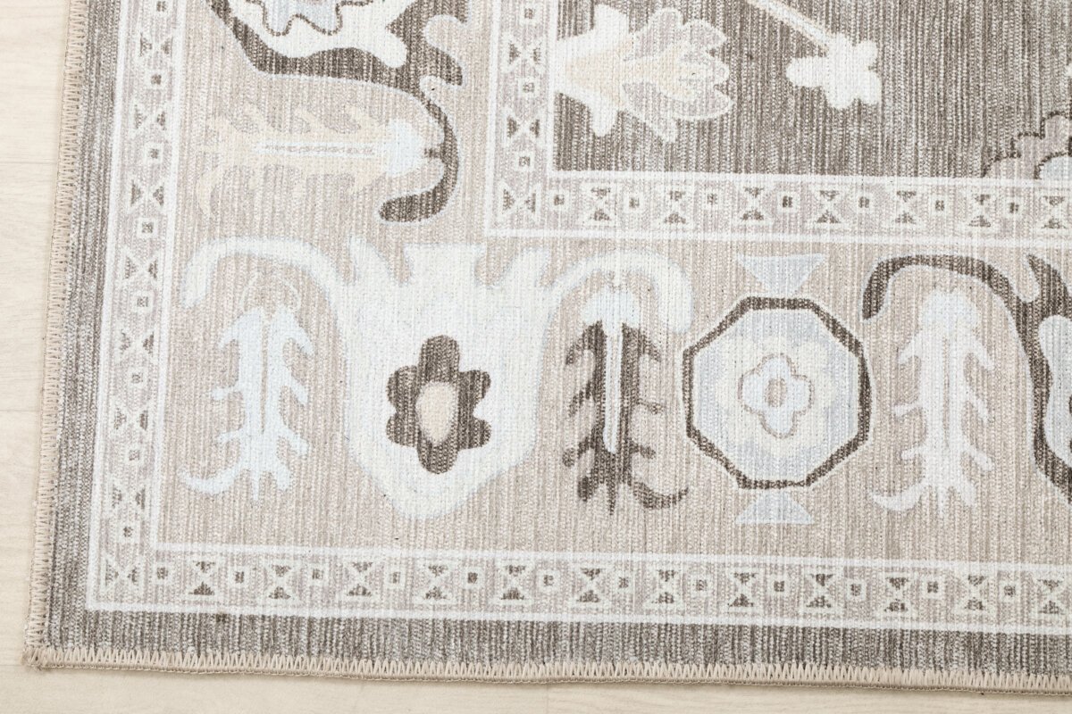 Brown Cream Oushak Rug, Muted Modern Area Rugs - Görsel 8