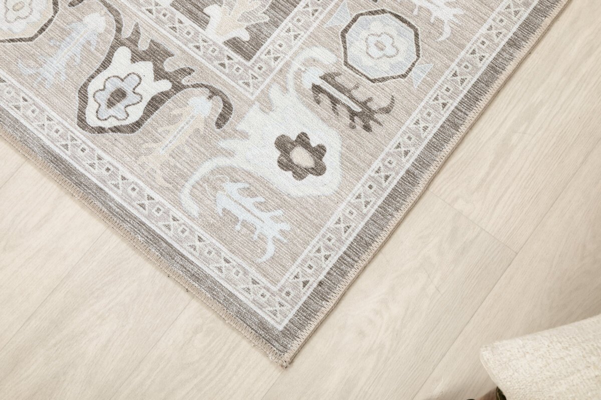 Brown Cream Oushak Rug, Muted Modern Area Rugs - Görsel 9
