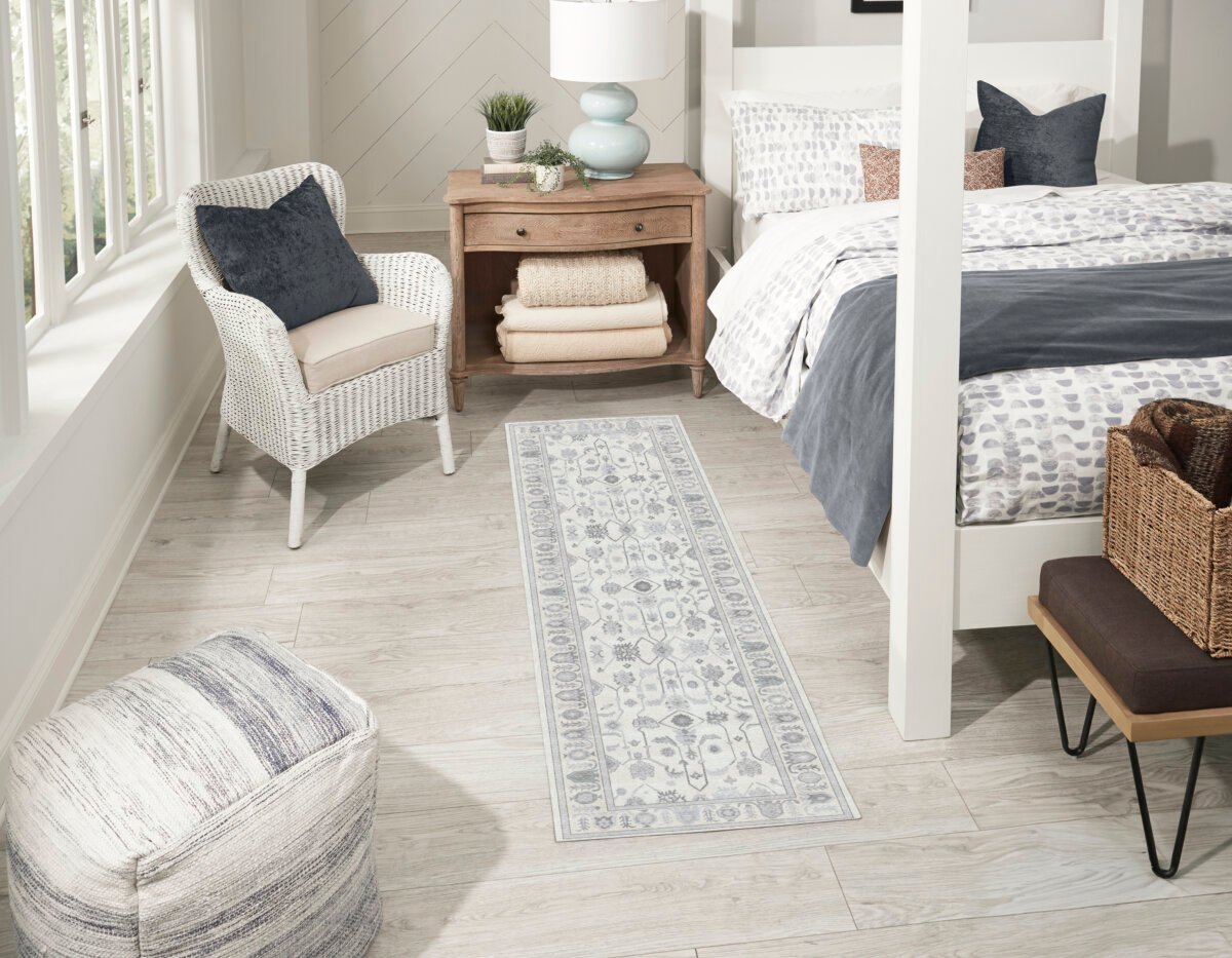 Cream Grey Oushak Rug, Pastel Vintage Luxury Oriental Rug - Görsel 3