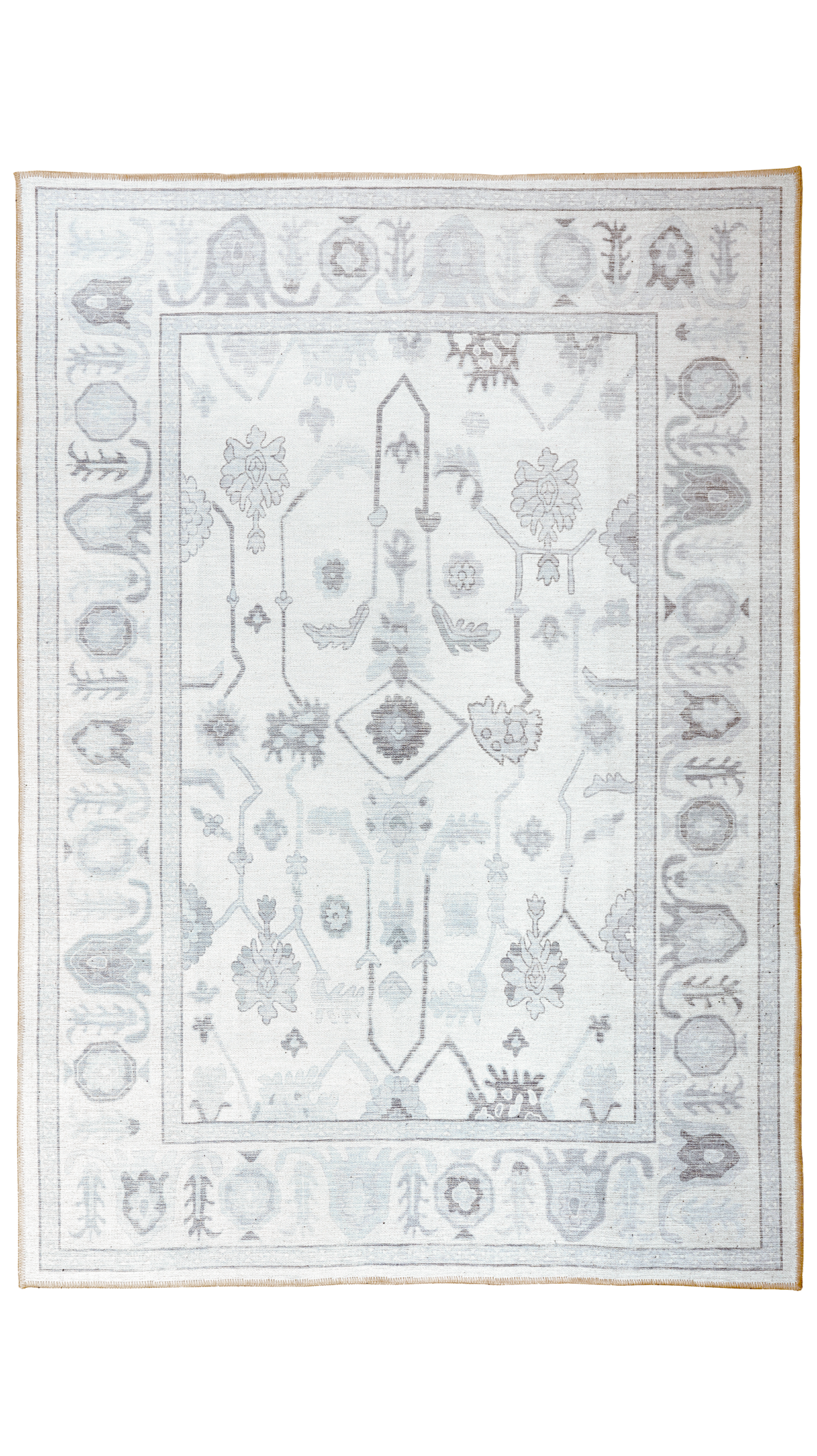 Cream Grey Oushak Rug, Pastel Vintage Luxury Oriental Rug