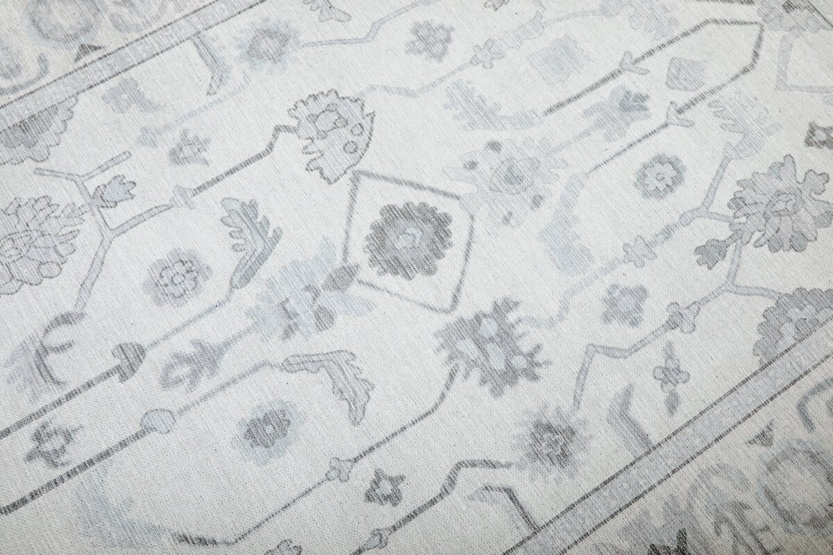 Cream Grey Oushak Rug, Pastel Vintage Luxury Oriental Rug - Görsel 6
