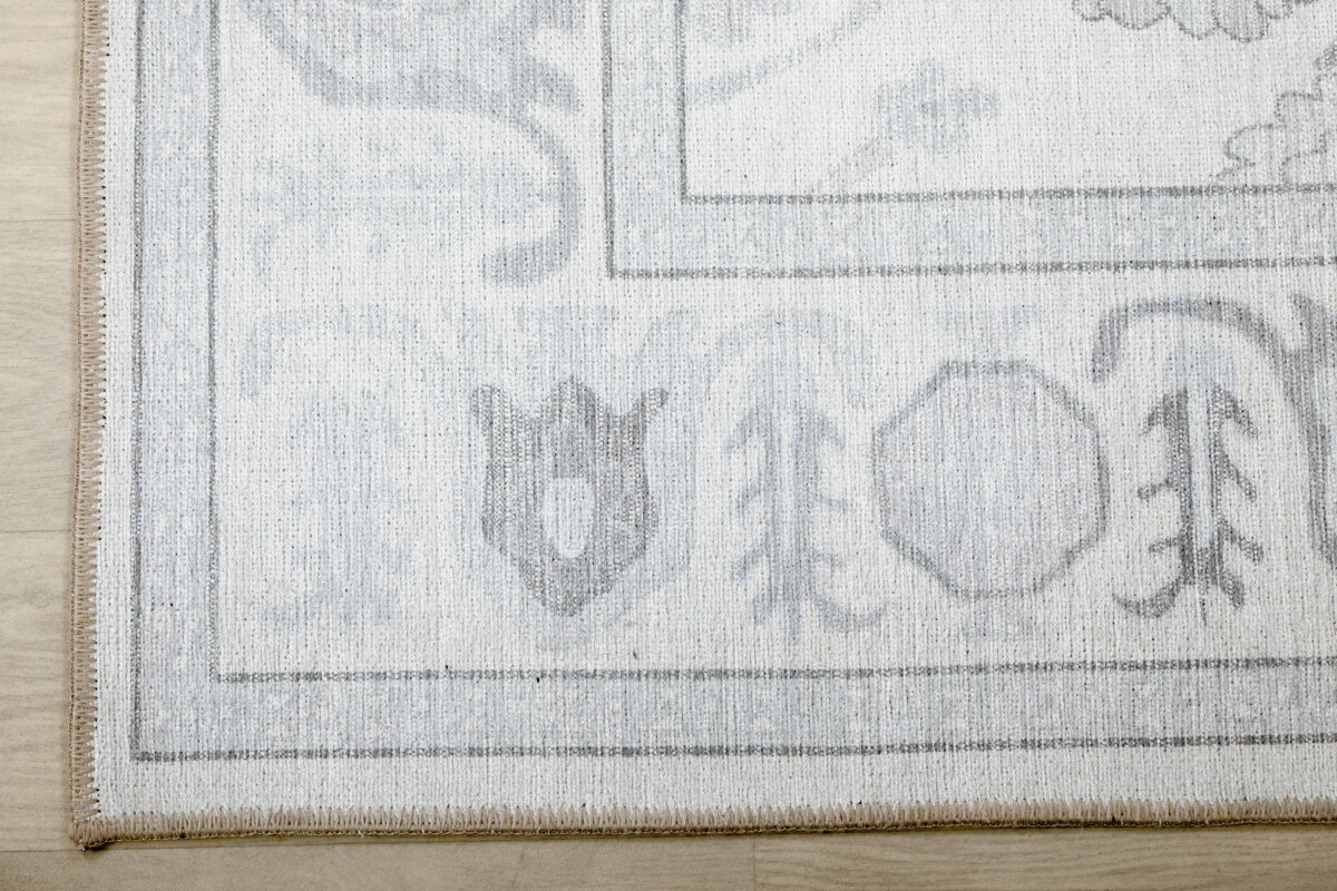 Cream Grey Oushak Rug, Pastel Vintage Luxury Oriental Rug - Görsel 8
