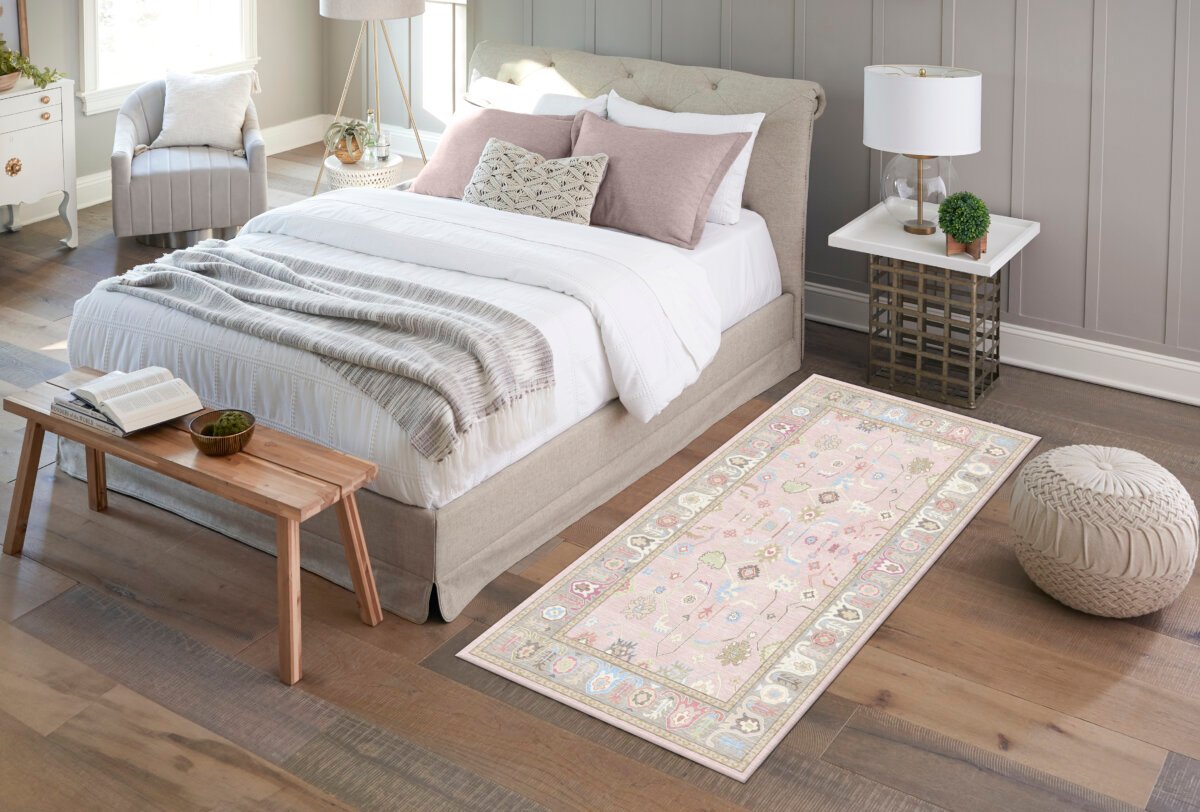 Pink Multi Oushak Rug, Pastel Colorful Area Rugs - Görsel 3
