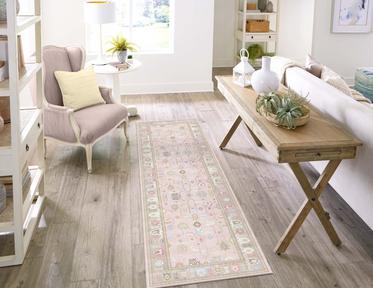 Pink Multi Oushak Rug, Pastel Colorful Area Rugs - Görsel 5