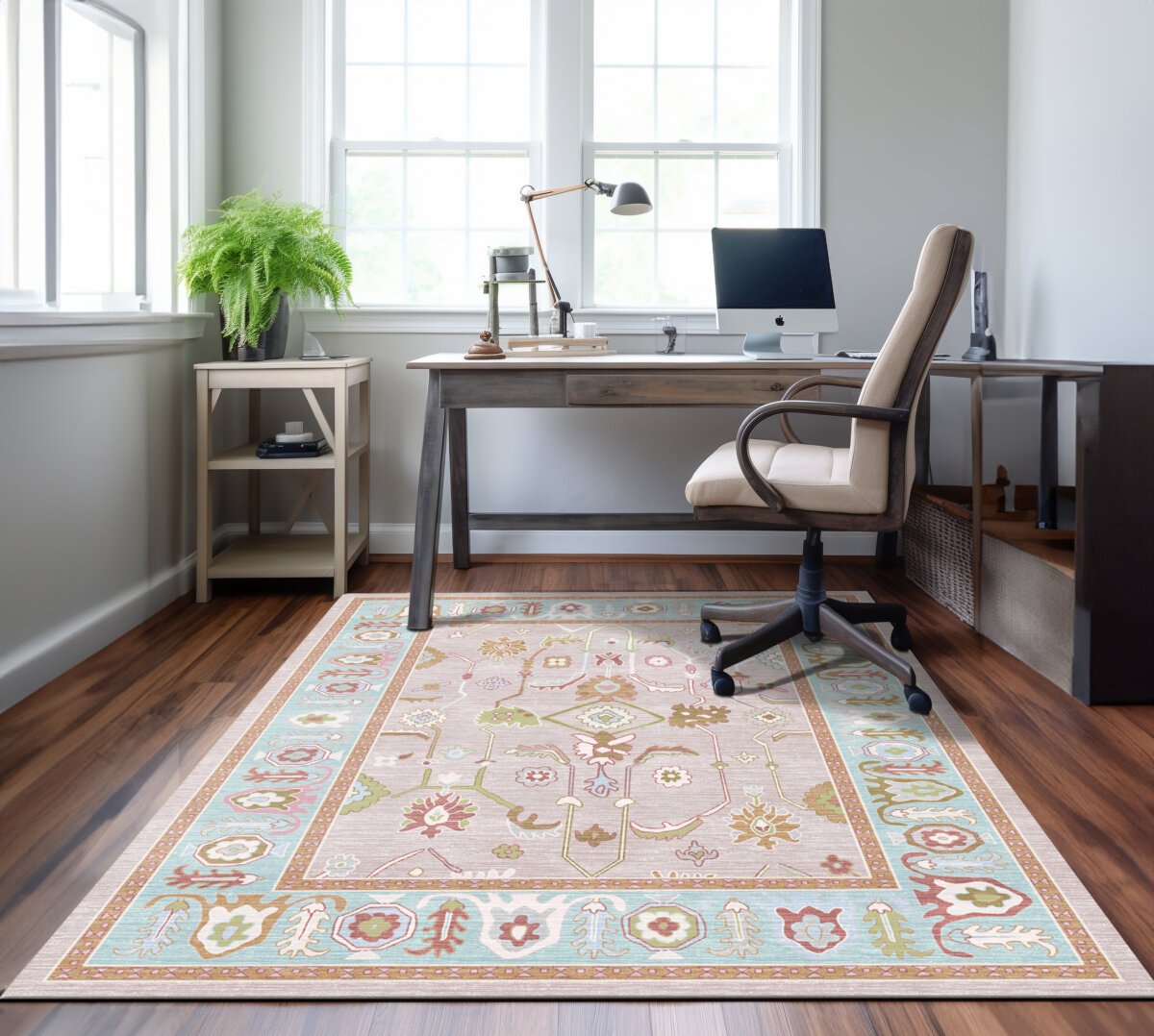 Red Multi Oushak Rug,Oriental Antique Inspired Area Rugs - Görsel 5