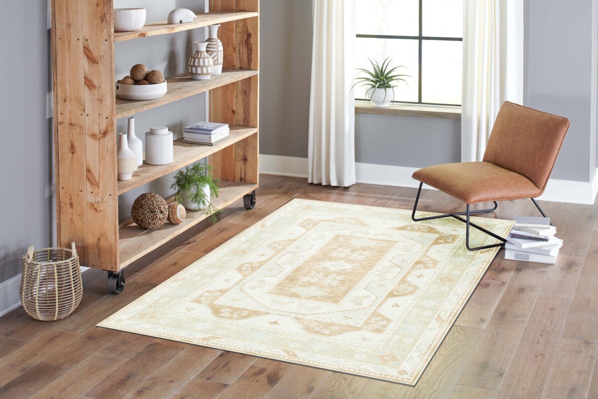Green Terra Oushak Rug, Boho Beige Modern Turkish Rug - Görsel 2