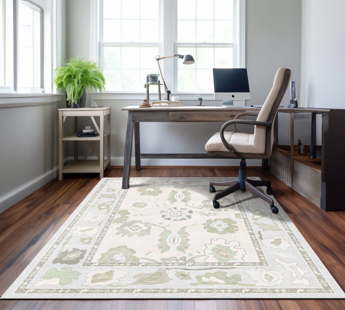 Cream Grey Oushak Rug, Shades of Grey, Luxury Living room - Görsel 2
