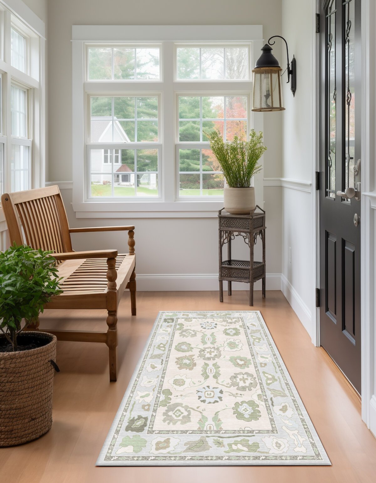 Cream Grey Oushak Rug, Shades of Grey, Luxury Living room - Görsel 3