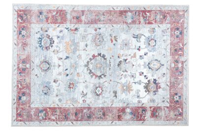 Cream Red Oushak Rug, Vintage Turkish Modern Rug - Görsel 6