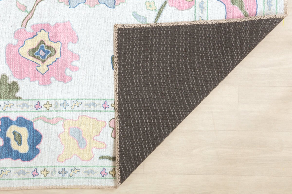 Cream Green Oushak Rug, Colorful Turkish Rug - Görsel 9