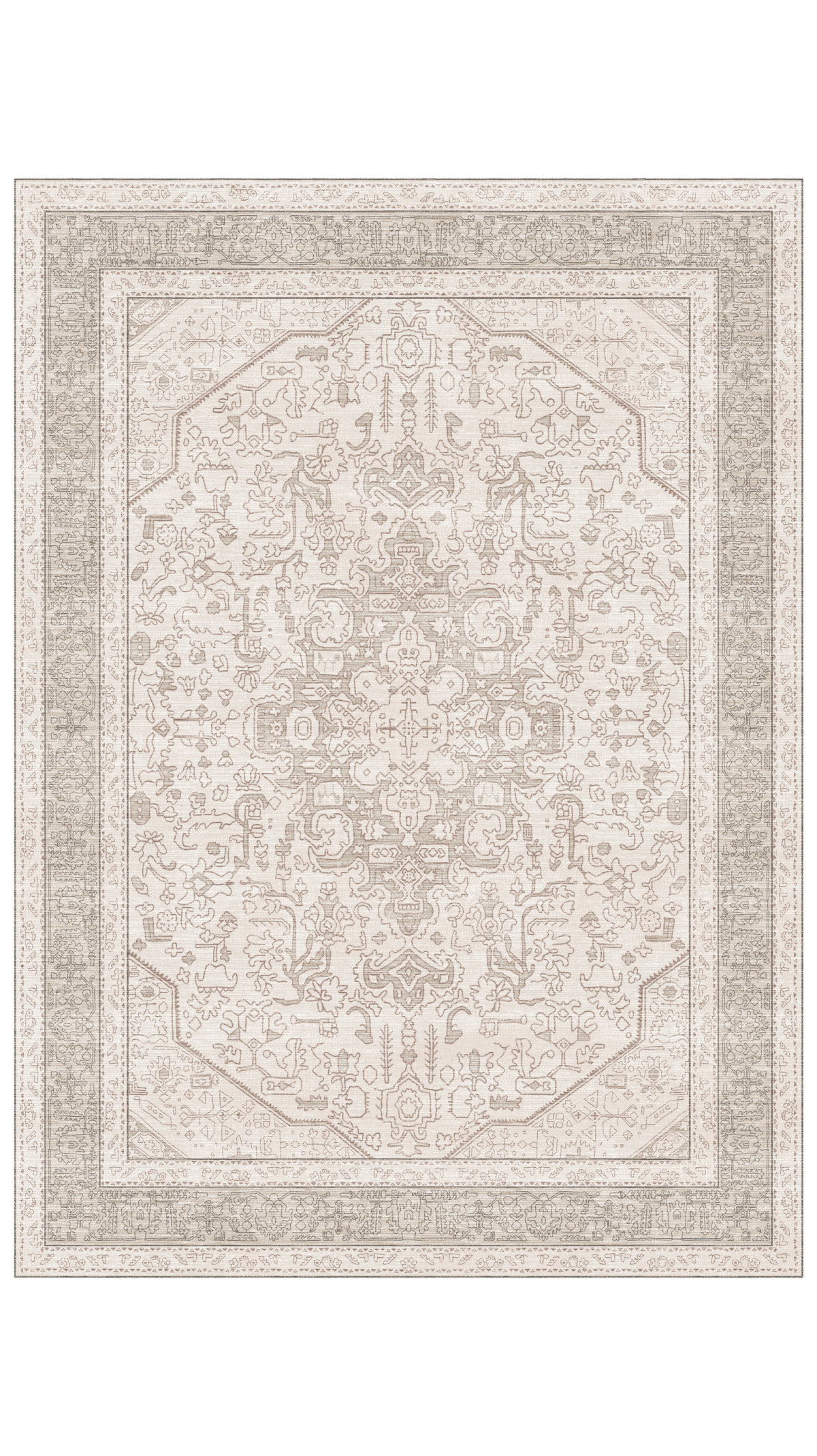 Cream Brown Oushak Rug, Persian Inspired Area Rugs, Heriz Rug