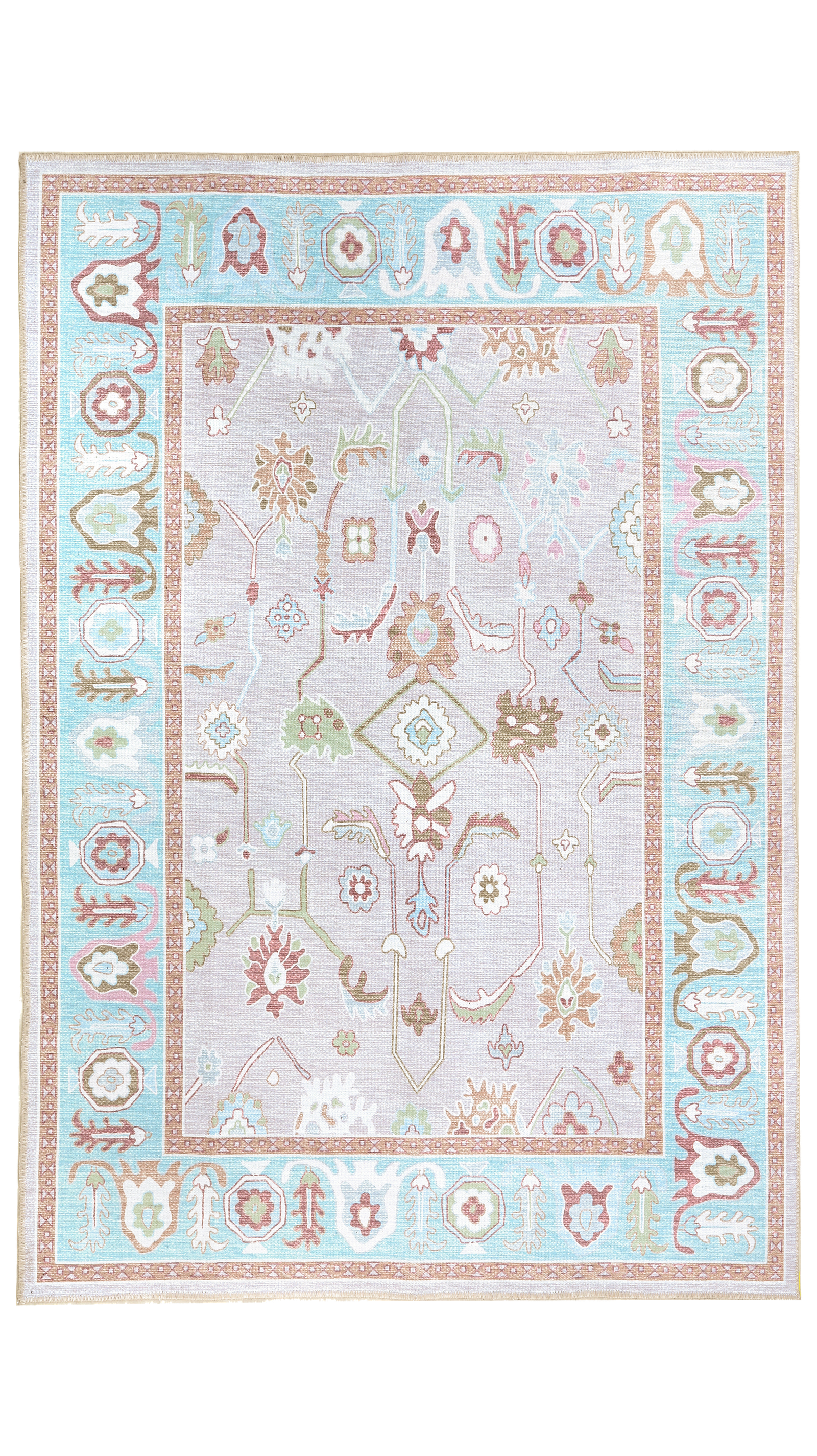 Red Multi Oushak Rug,Oriental Antique Inspired Area Rugs