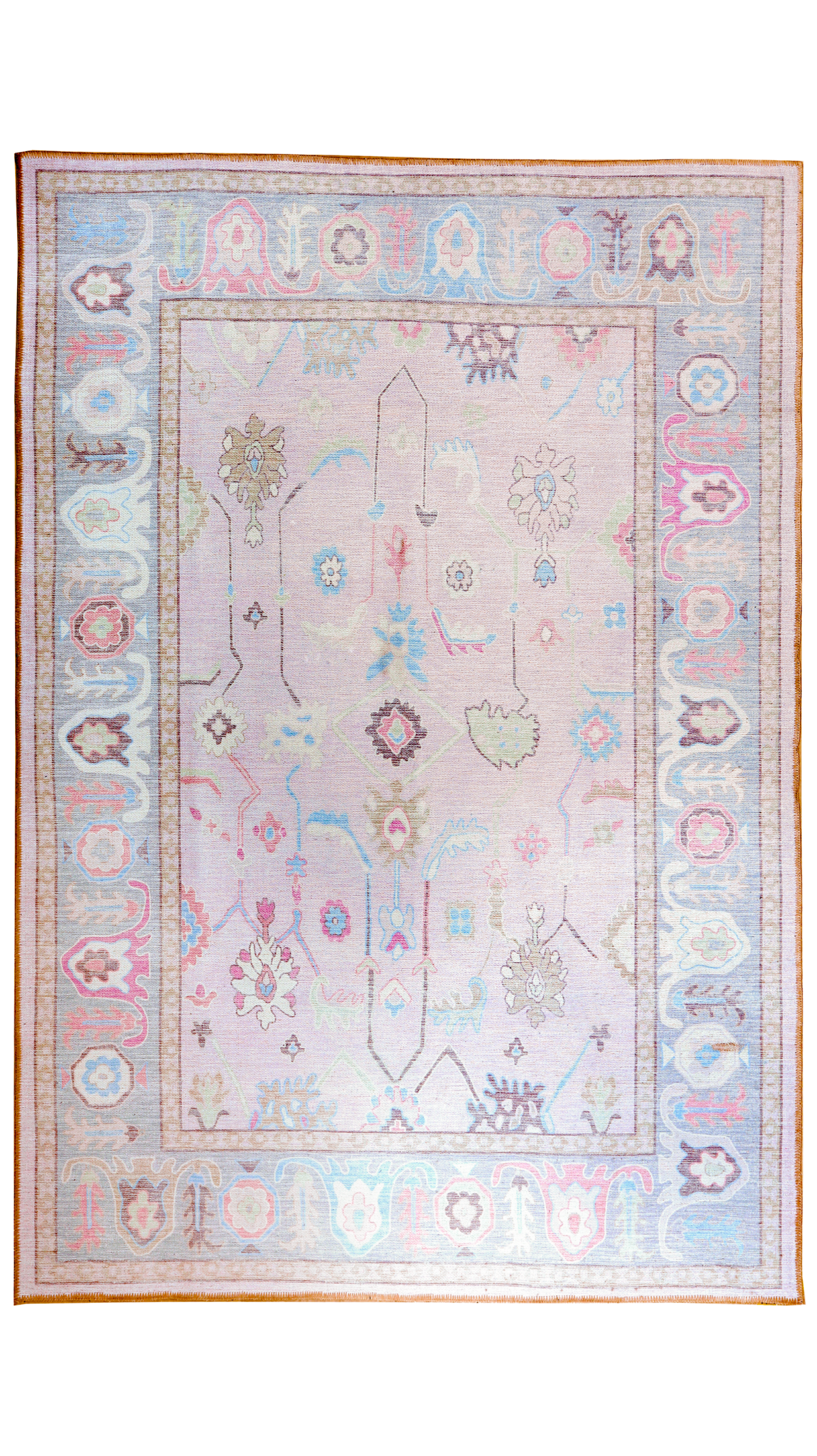 Pink Multi Oushak Rug, Pastel Colorful Area Rugs