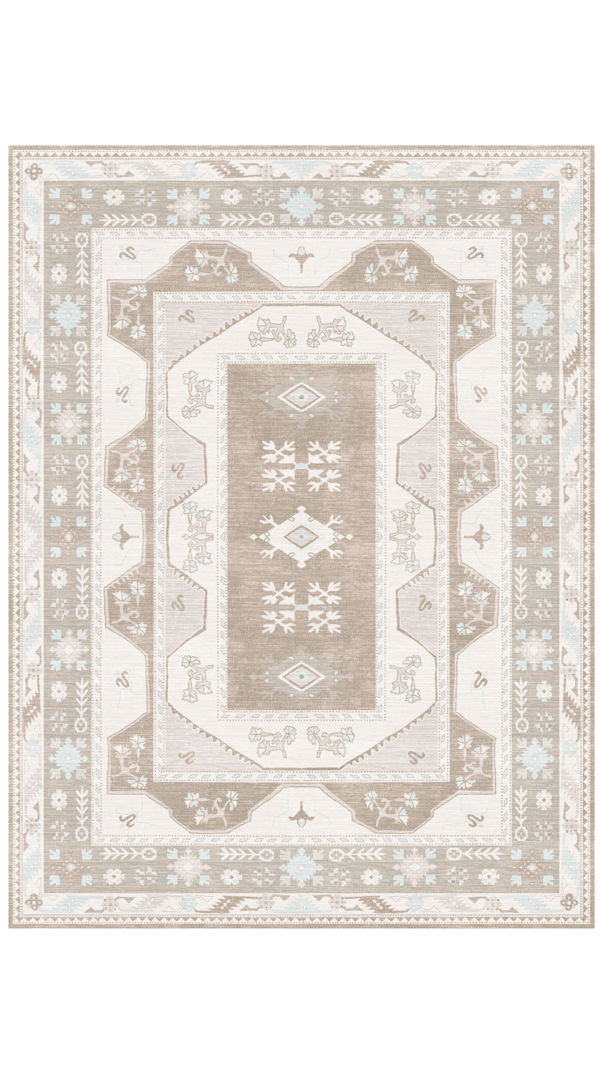 Cream Brown Oushak Rug, Turkish style Pastel Area Rug
