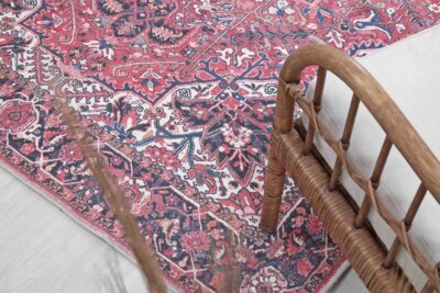 Red Red Oushak Rug,Patterned Turkish Oriental Rug - Görsel 4