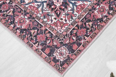 Red Red Oushak Rug,Patterned Turkish Oriental Rug - Görsel 6