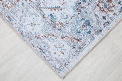 Cream Multi Oushak Rug, Colorful Patterned Turkish Modern Rug - Görsel 5