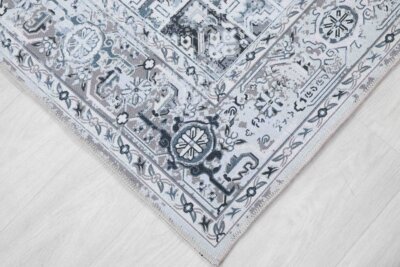 Cream Blue Oushak Rug, Navy Modern Pastel Vintage Area Oriental Rugs - Görsel 6