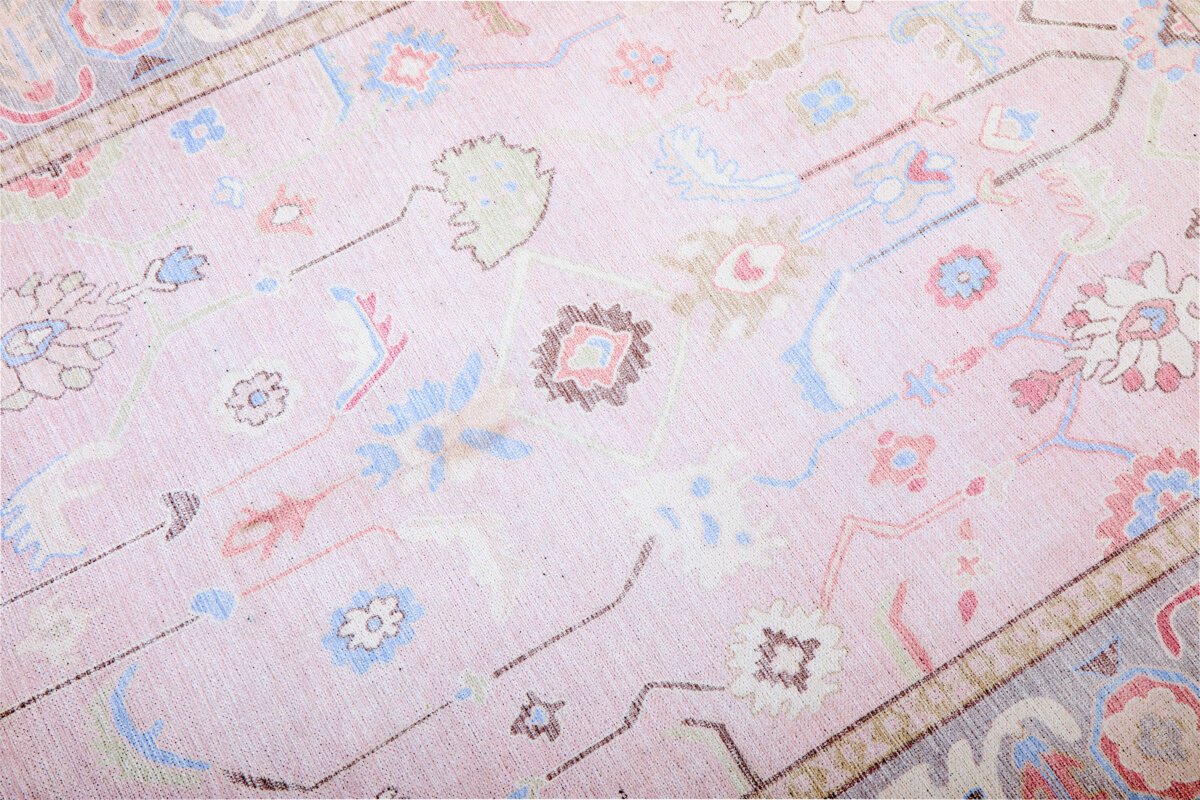 Pink Multi Oushak Rug, Pastel Colorful Area Rugs - Görsel 7