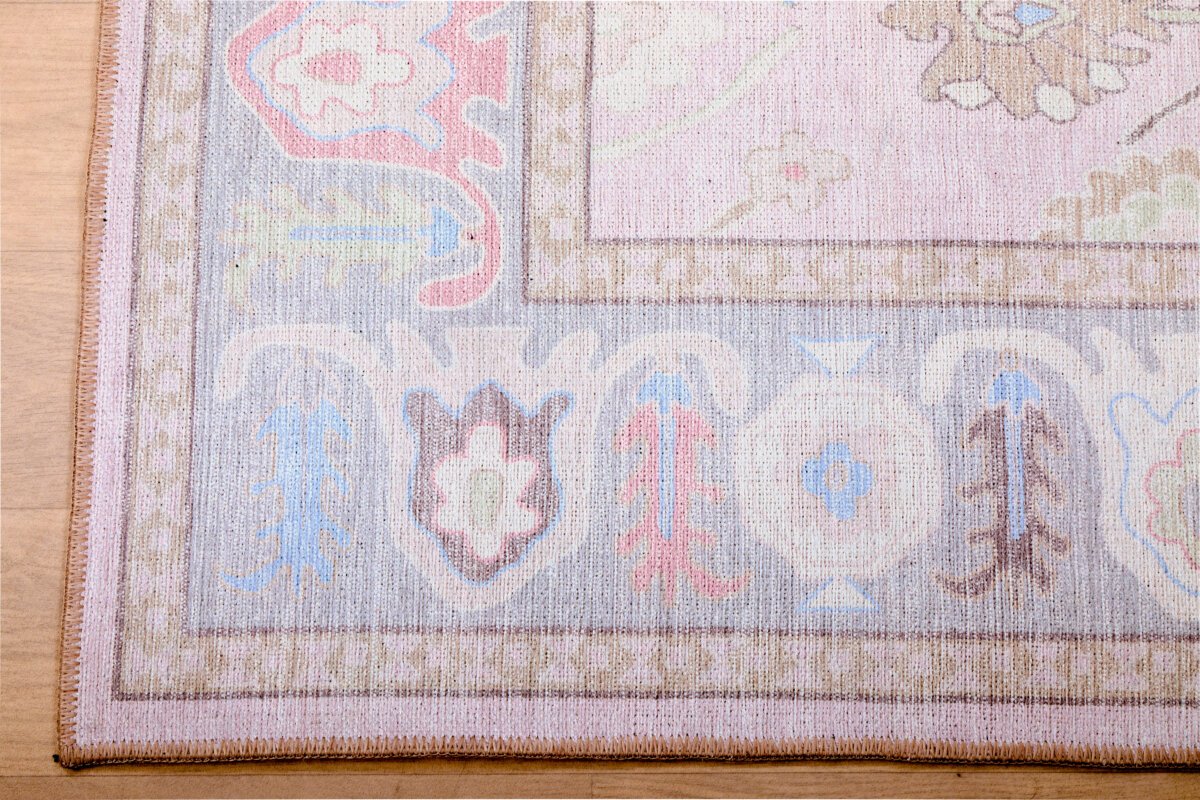 Pink Multi Oushak Rug, Pastel Colorful Area Rugs - Görsel 8