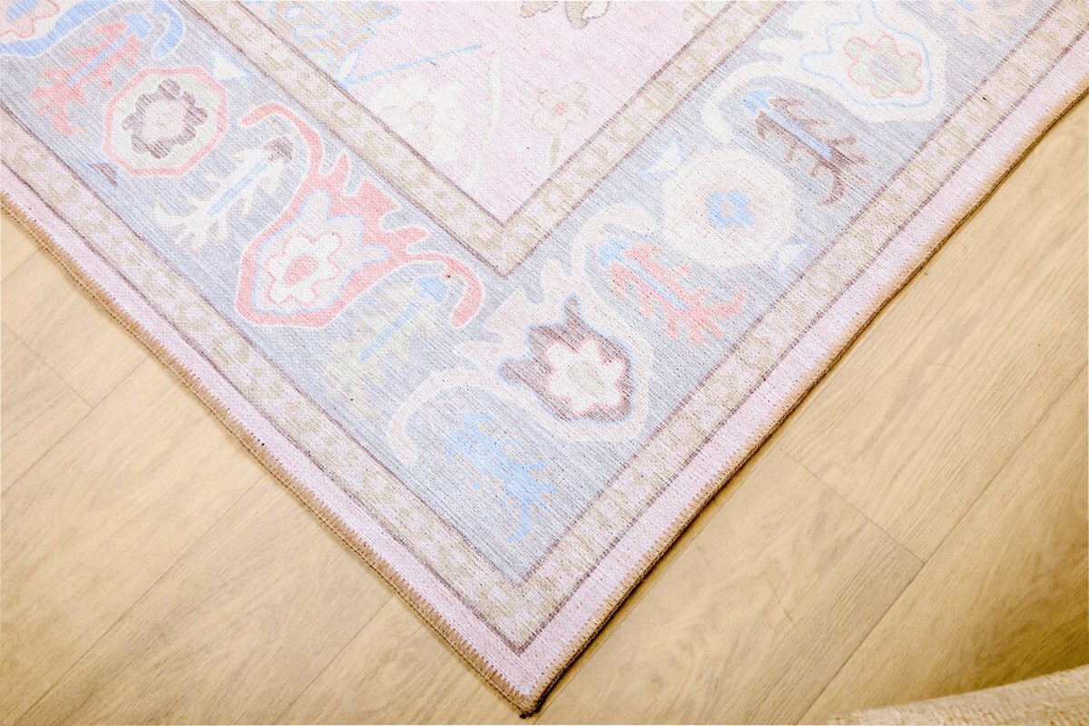 Pink Multi Oushak Rug, Pastel Colorful Area Rugs - Görsel 9