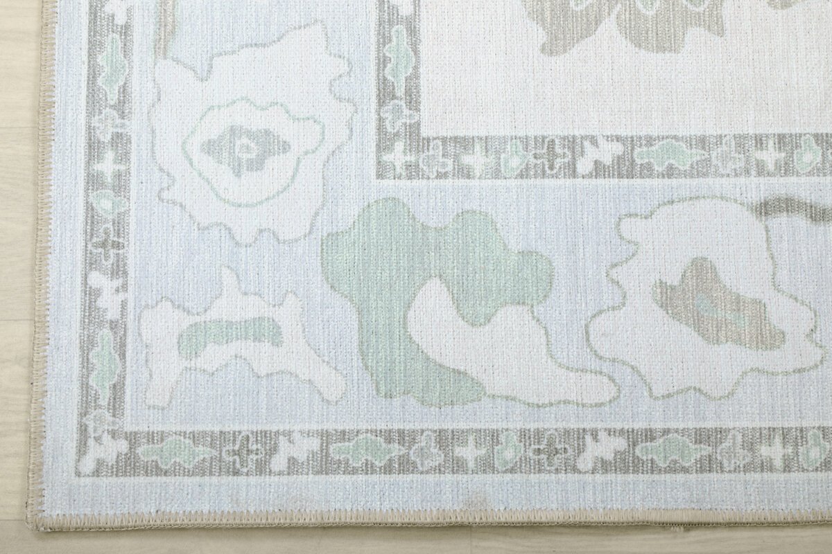 Cream Grey Oushak Rug, Shades of Grey, Luxury Living room - Görsel 9