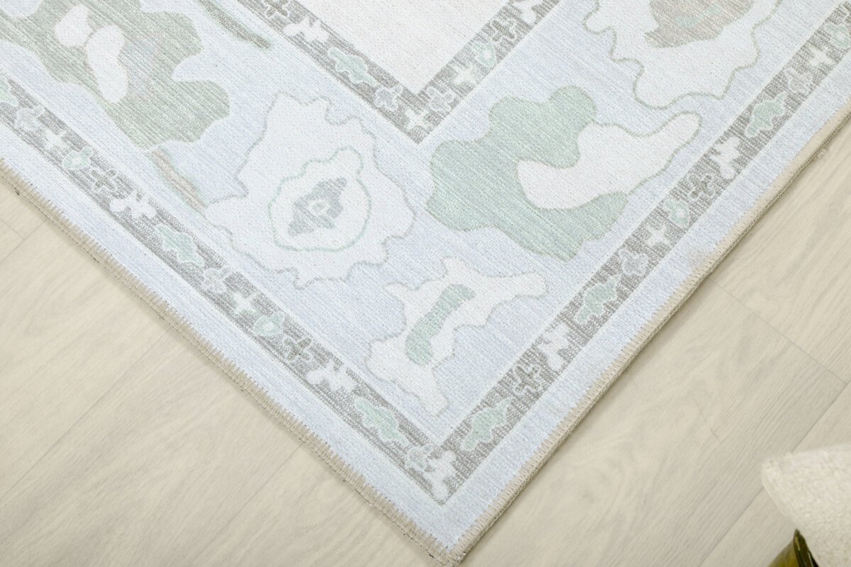 Cream Grey Oushak Rug, Shades of Grey, Luxury Living room - Görsel 10