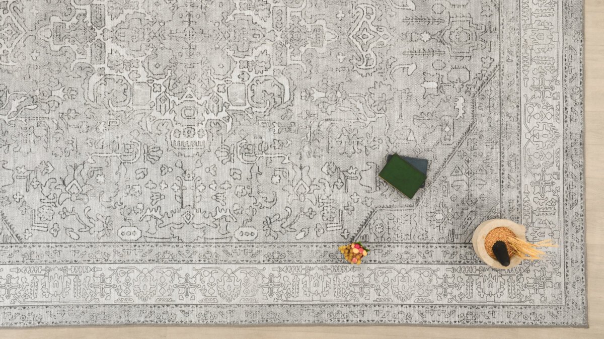 Gray Gray Oushak Rug, Persian Oriental Rug, Antique Inspired Patterned Rug - Görsel 5