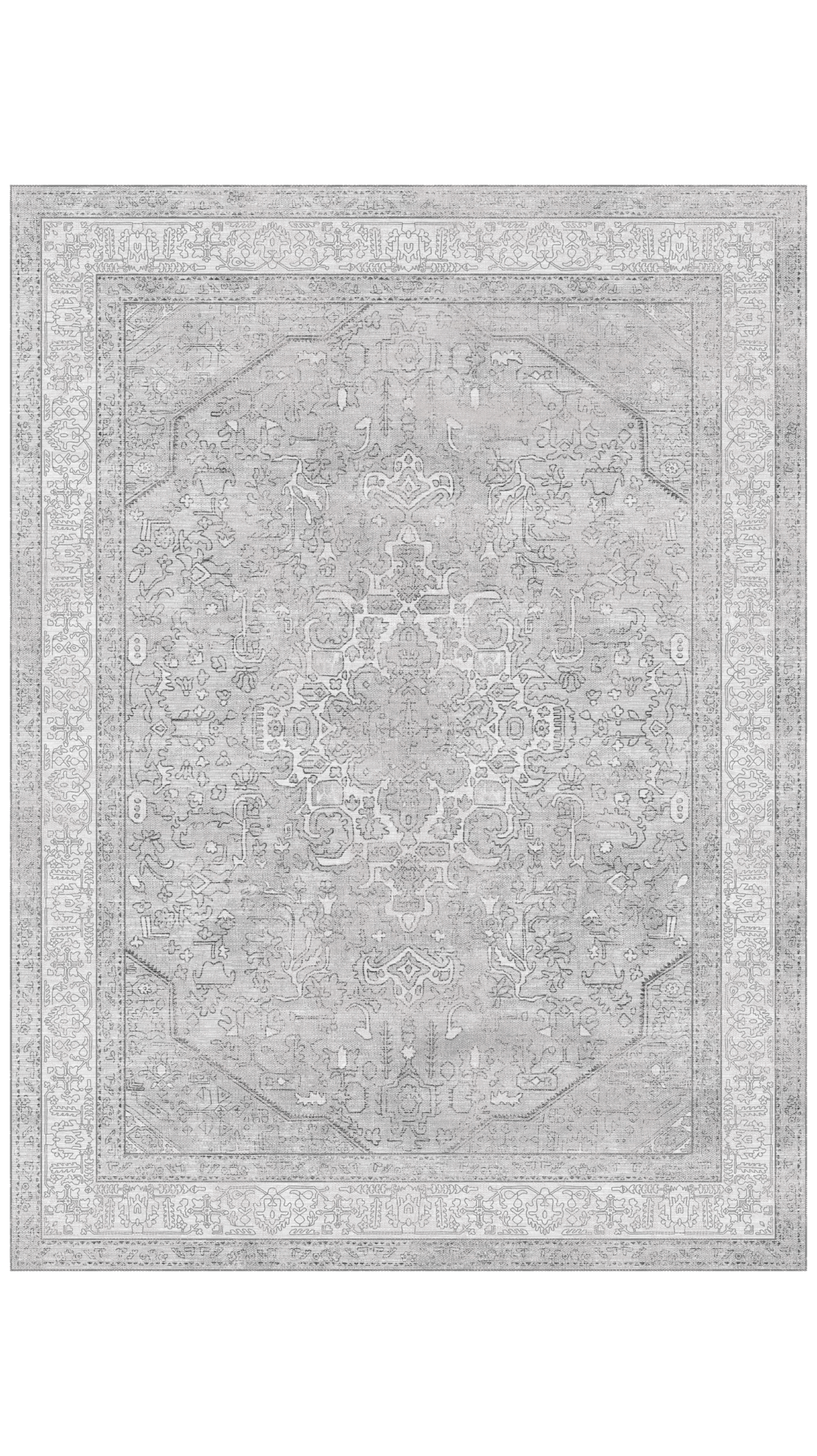 Gray Gray Oushak Rug, Persian Oriental Rug, Antique Inspired Patterned Rug