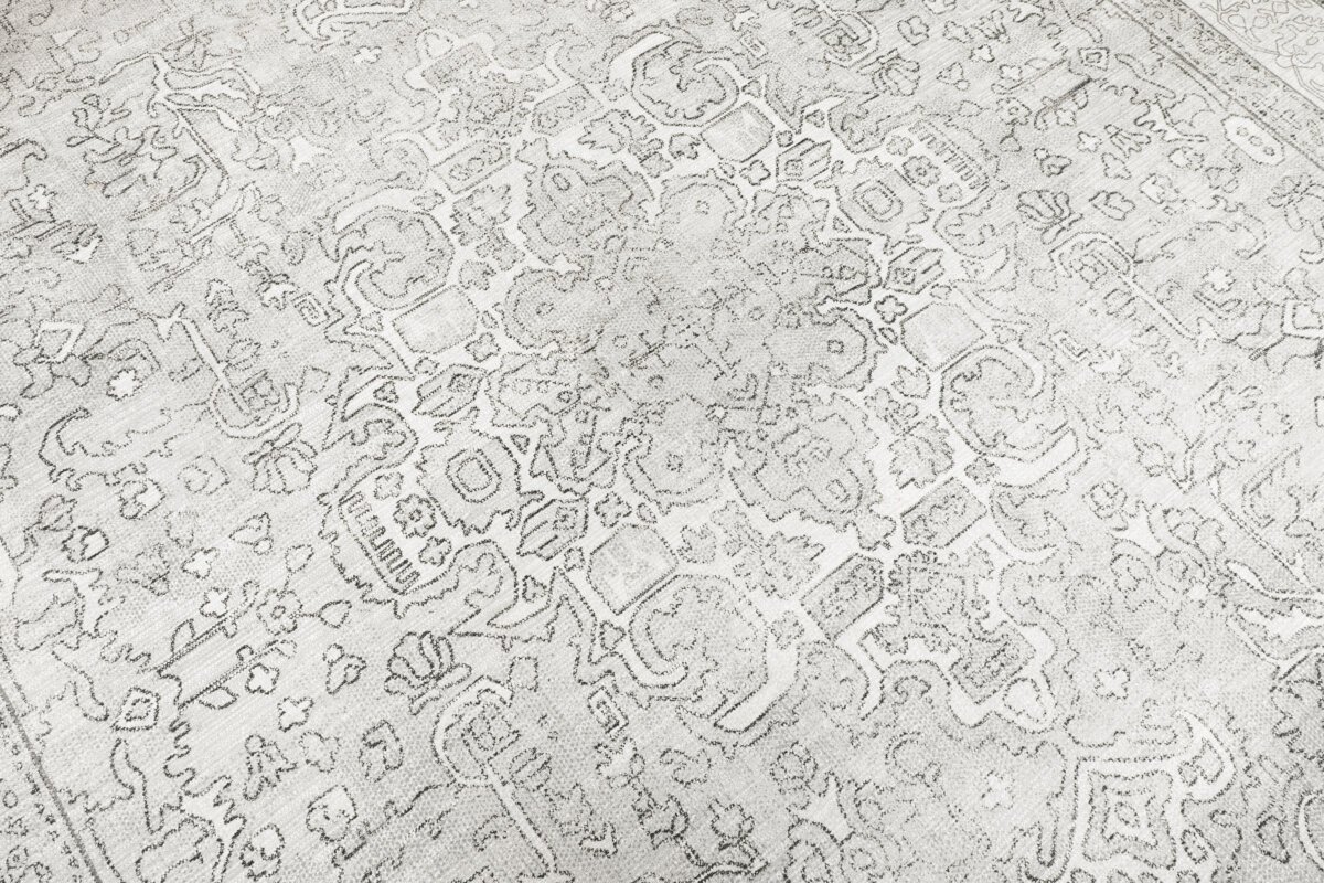 Gray Gray Oushak Rug, Persian Oriental Rug, Antique Inspired Patterned Rug - Görsel 4
