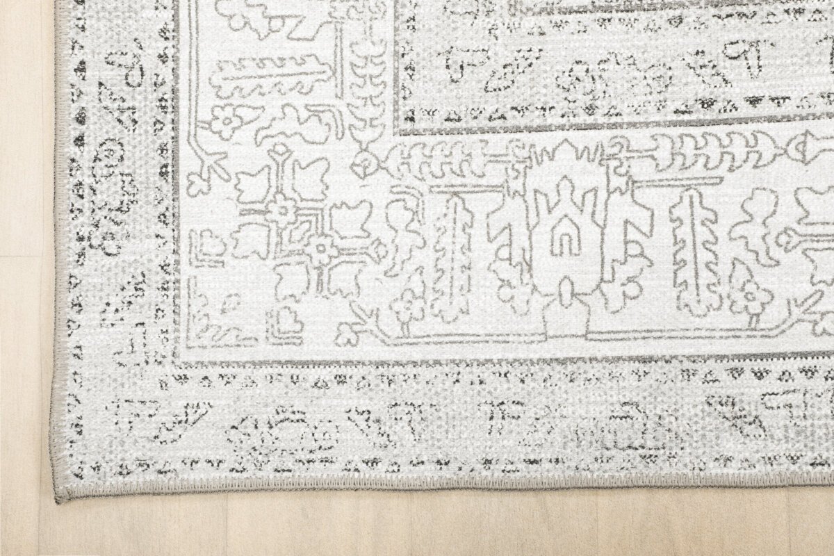 Gray Gray Oushak Rug, Persian Oriental Rug, Antique Inspired Patterned Rug - Görsel 6