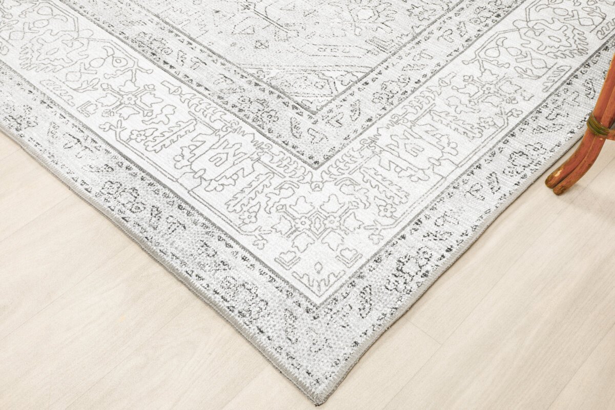 Gray Gray Oushak Rug, Persian Oriental Rug, Antique Inspired Patterned Rug - Görsel 7