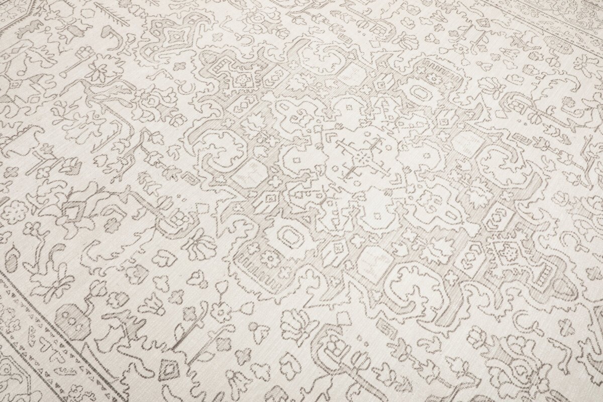 Cream Vizon Oushak Rug, Pastel Vintage Geometric Oversized Rugs - Görsel 5