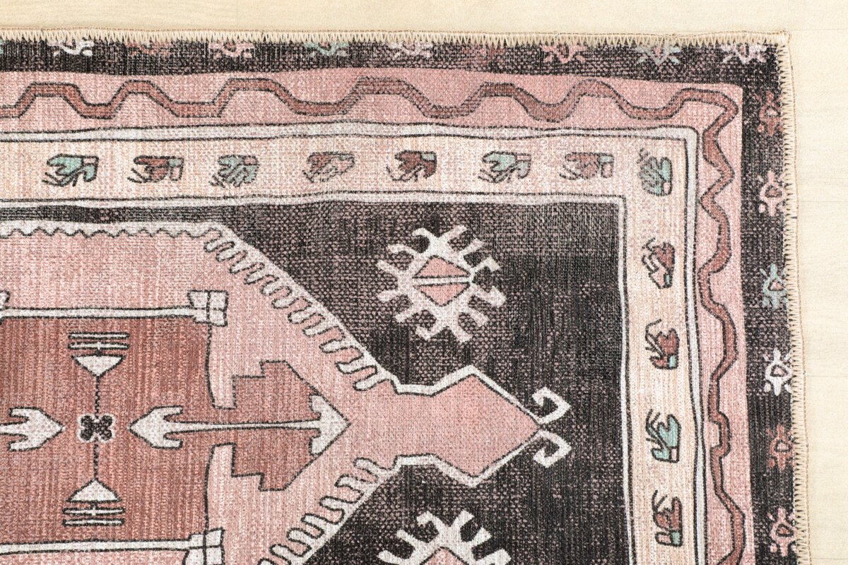 Brown Red Oushak Runner, Turkish Patterned Vintage Runner - Görsel 6