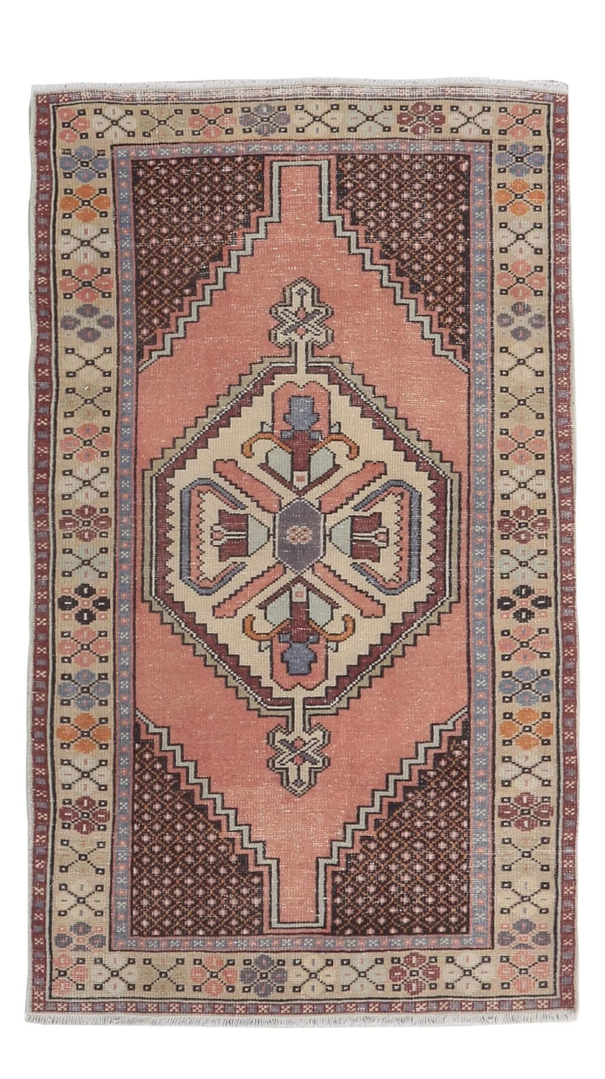 4x6 Brown Blue Turkish Rug, 4x6 Handwoven Wool Rug, 4x6 Oushak Rug, Handmade Rug, Living Room Rug, Vintage Rug, Kitchen Rug, Dining Room Rug