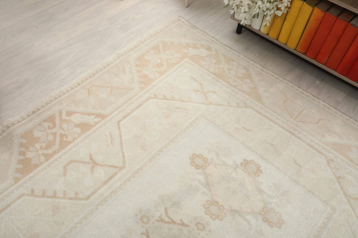 6x9 Solid Wool Vintage Rug, 6x9 Oushak Rug, Persian Handmade Rug,  Oversized Rug,Patterned Turkish Area Rug, Kitchen Rug, Living Room Rug - Görsel 8