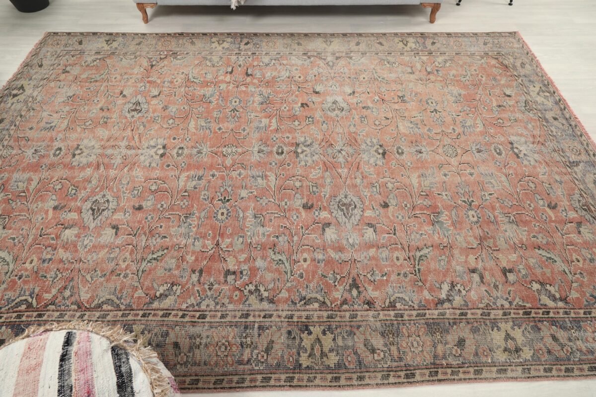 8x11 Oriental Turkish Area Rug , 8x11 Oushak Runner, Oversize Bohemian Rug, Handmade Wool Rug, Persian Soft Rug, Living Room, Outdoor Rug - Görsel 4