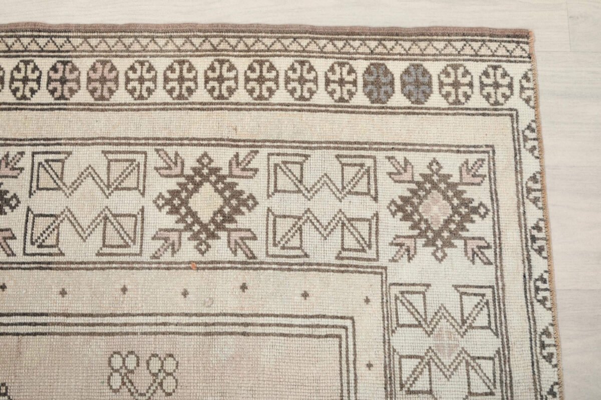 4x6 Beige BrownTurkish Rug, 4x6 Handwoven Rug, 4x6 Oushak Area Rug, Handmade Rug, Living Room Rug, Vintage Rug, Kitchen Wool Rug, Faded Rug - Görsel 6