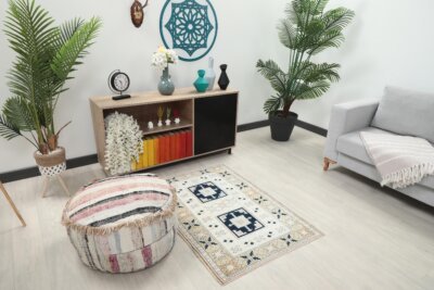 3x4 Brown Cream Vintage Rug, Turkish Living Room Area Rug, Bedroom Kitchen Turkish Rug, Entry Wool Rug, 3x4 Natural Oushak Rug, Antique Rug - Görsel 3