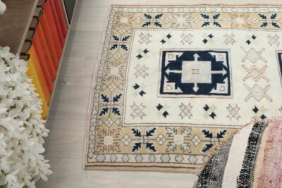 3x4 Brown Cream Vintage Rug, Turkish Living Room Area Rug, Bedroom Kitchen Turkish Rug, Entry Wool Rug, 3x4 Natural Oushak Rug, Antique Rug - Görsel 8