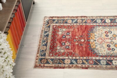2x5 Red Turkish Area Rug, 2x5 Handwoven Doormat Rug, 2x5 Oushak Wool Rug, Small Wool Soft Rug, Vintage Rug, Small Handmade Rug, Neutral Rug - Görsel 3
