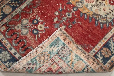 2x5 Red Turkish Area Rug, 2x5 Handwoven Doormat Rug, 2x5 Oushak Wool Rug, Small Wool Soft Rug, Vintage Rug, Small Handmade Rug, Neutral Rug - Görsel 4
