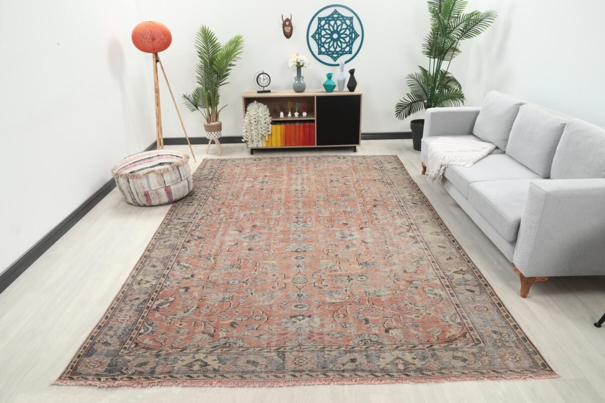 8x11 Oriental Turkish Area Rug , 8x11 Oushak Runner, Oversize Bohemian Rug, Handmade Wool Rug, Persian Soft Rug, Living Room, Outdoor Rug - Görsel 5