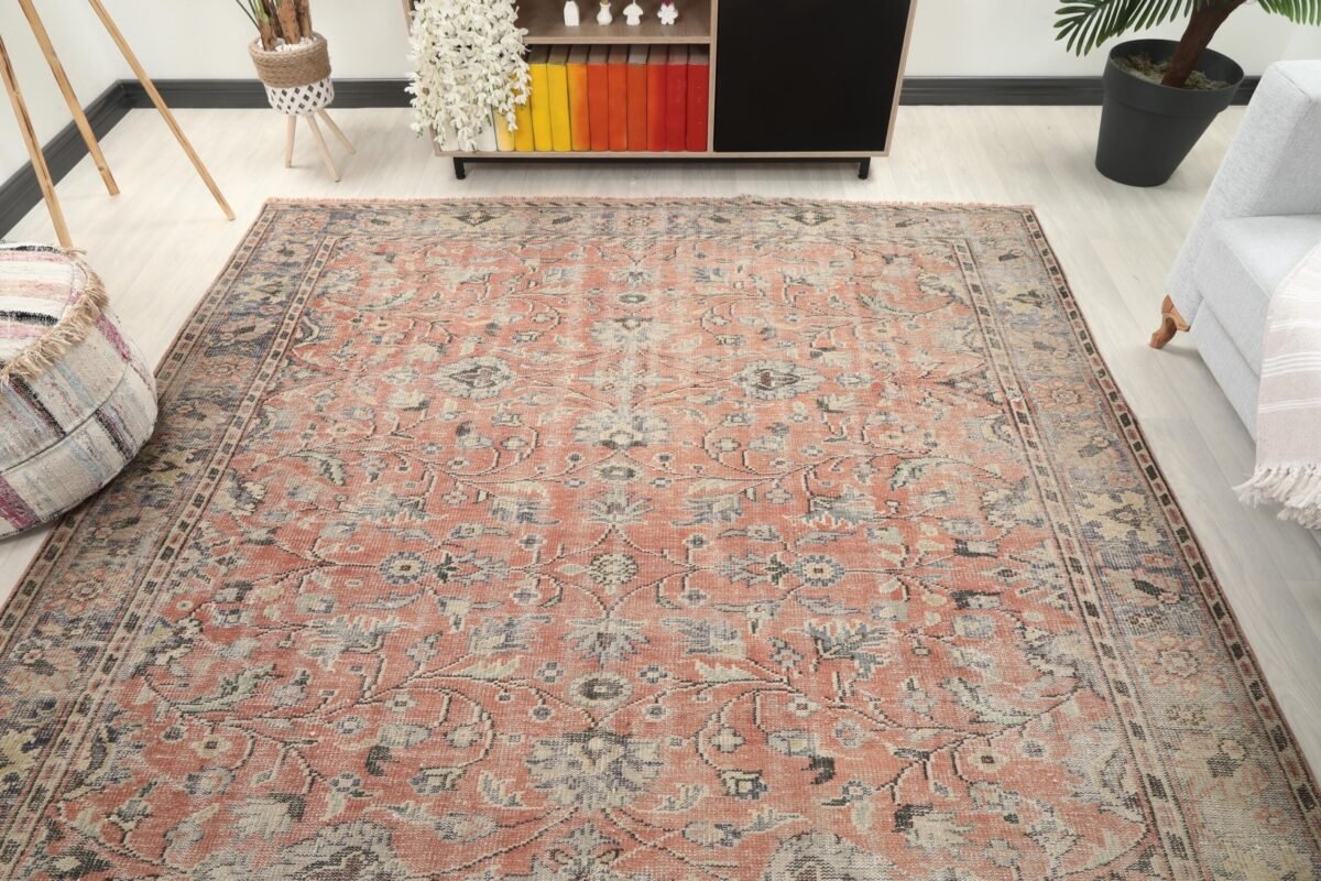 8x11 Oriental Turkish Area Rug , 8x11 Oushak Runner, Oversize Bohemian Rug, Handmade Wool Rug, Persian Soft Rug, Living Room, Outdoor Rug - Görsel 8