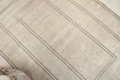 4x6 Beige Wool Turkish Area Rug, 4x6 Handwoven Rug, 4x6 Oushak Runner, Handmade Rug, Living Room Rug, Vintage Rug, Kitchen Rug, Faded Rug - Görsel 4